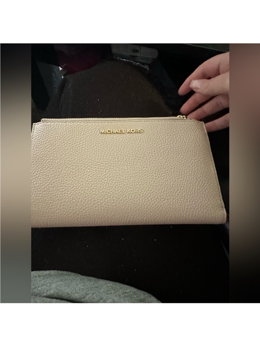 Michael Kors Pebbled Light Pink Zip-Around Wallet with Gold Logo